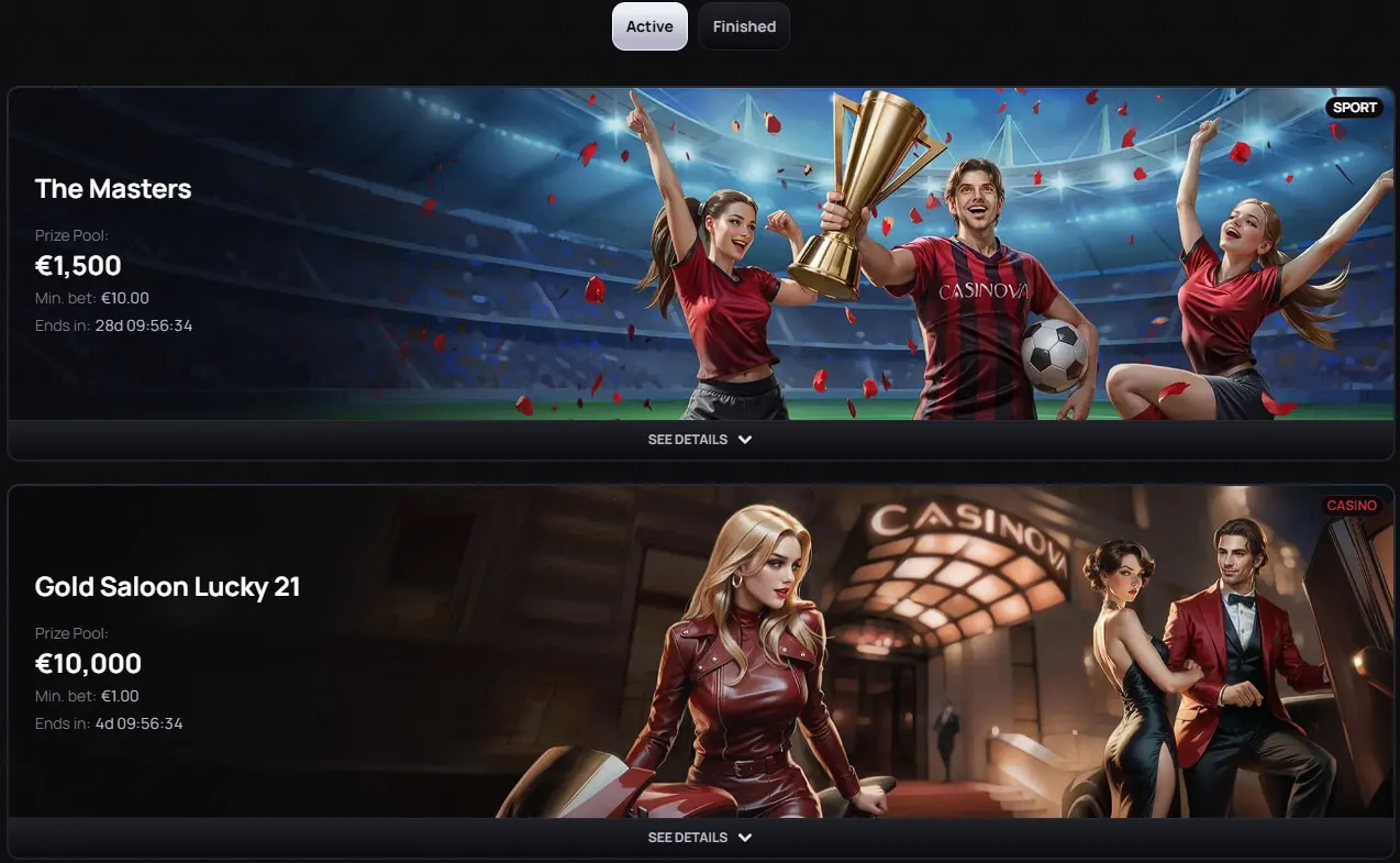 Bonus et promotions chez Casinova Casino